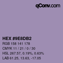 颜色代码: HEX #9E8DB2 | qconv.com