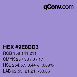 颜色代码: HEX #9E8DD3 | qconv.com