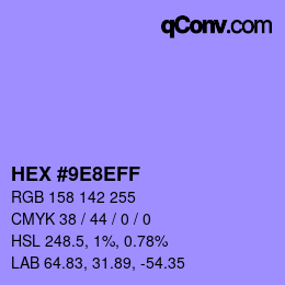 Color code: HEX #9E8EFF | qconv.com