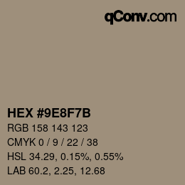 カラーコード: HEX #9E8F7B | qconv.com