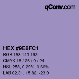 Farbcode: HEX #9E8FC1 | qconv.com