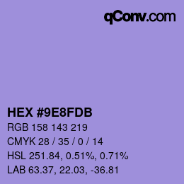颜色代码: HEX #9E8FDB | qconv.com
