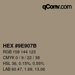 Código de color: HEX #9E907B | qconv.com