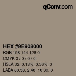 Color code: HEX #9E908000 | qconv.com
