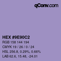 カラーコード: HEX #9E90C2 | qconv.com