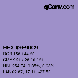 Color code: HEX #9E90C9 | qconv.com