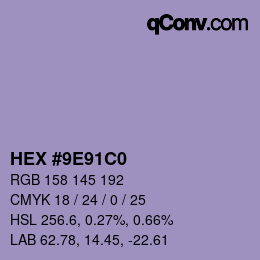 カラーコード: HEX #9E91C0 | qconv.com