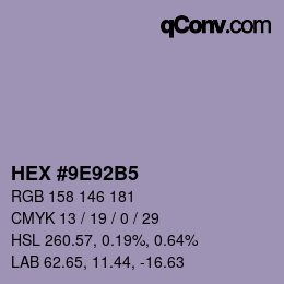 颜色代码: HEX #9E92B5 | qconv.com