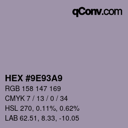 Farbcode: HEX #9E93A9 | qconv.com