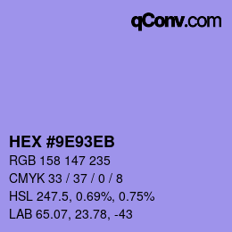 Color code: HEX #9E93EB | qconv.com