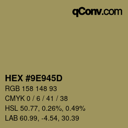 Color code: HEX #9E945D | qconv.com