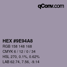 颜色代码: HEX #9E94A8 | qconv.com