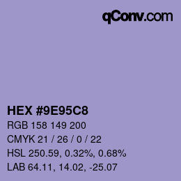 Farbcode: HEX #9E95C8 | qconv.com