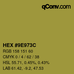 Color code: HEX #9E973C | qconv.com