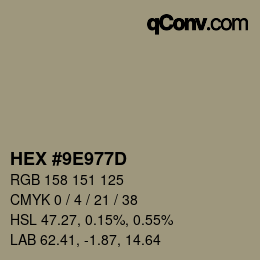 颜色代码: HEX #9E977D | qconv.com