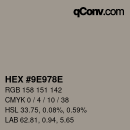 Color code: HEX #9E978E | qconv.com