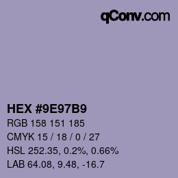 Farbcode: HEX #9E97B9 | qconv.com