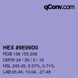 Code couleur: HEX #9E99D0 | qconv.com