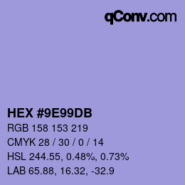 颜色代码: HEX #9E99DB | qconv.com