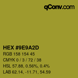 カラーコード: HEX #9E9A2D | qconv.com