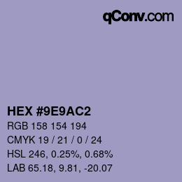 カラーコード: HEX #9E9AC2 | qconv.com