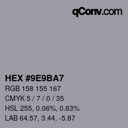 Código de color: HEX #9E9BA7 | qconv.com