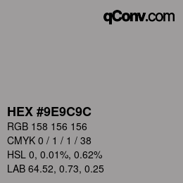 Color code: HEX #9E9C9C | qconv.com