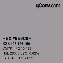 Color code: HEX #9E9C9F | qconv.com