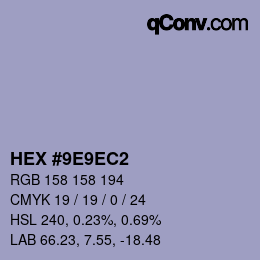 颜色代码: HEX #9E9EC2 | qconv.com
