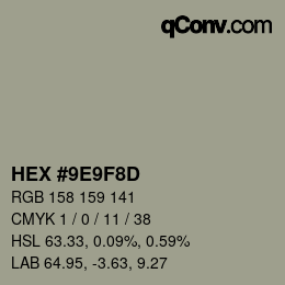 Color code: HEX #9E9F8D | qconv.com