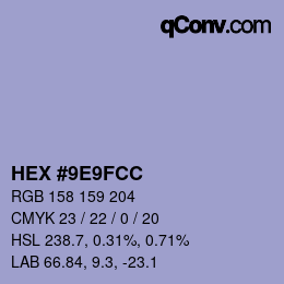 颜色代码: HEX #9E9FCC | qconv.com