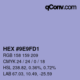 Color code: HEX #9E9FD1 | qconv.com