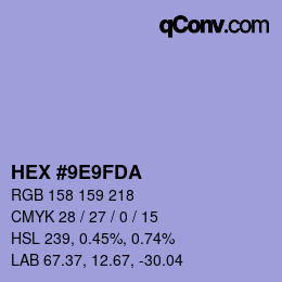 カラーコード: HEX #9E9FDA | qconv.com