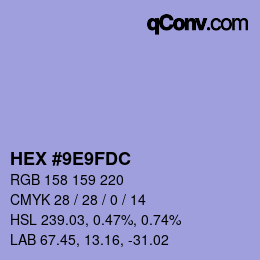 颜色代码: HEX #9E9FDC | qconv.com