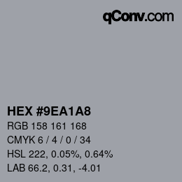 カラーコード: HEX #9EA1A8 | qconv.com