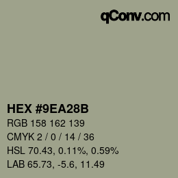 Farbcode: HEX #9EA28B | qconv.com