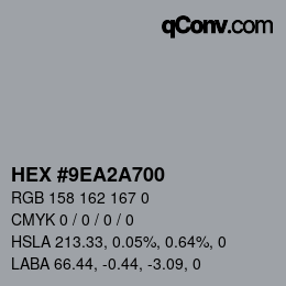 Color code: HEX #9EA2A700 | qconv.com