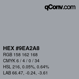 颜色代码: HEX #9EA2A8 | qconv.com