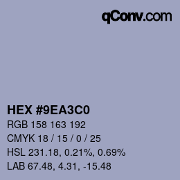 Color code: HEX #9EA3C0 | qconv.com