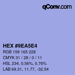 Farbcode: HEX #9EA5E4 | qconv.com