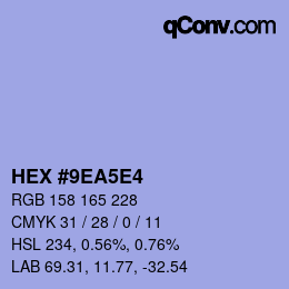 Color code: HEX #9EA5E4 | qconv.com