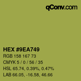 Color code: HEX #9EA749 | qconv.com