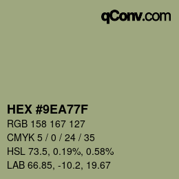 Color code: HEX #9EA77F | qconv.com