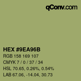 Farbcode: HEX #9EA96B | qconv.com