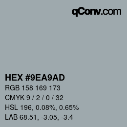 Color code: HEX #9EA9AD | qconv.com