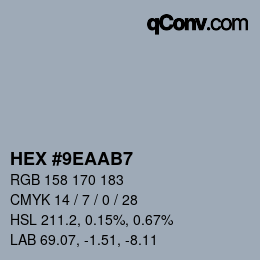 カラーコード: HEX #9EAAB7 | qconv.com