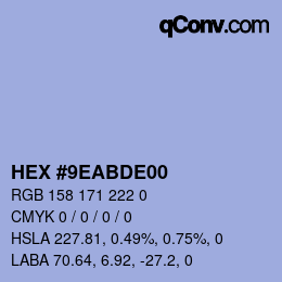 Code couleur: HEX #9EABDE00 | qconv.com