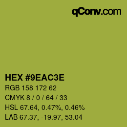 Color code: HEX #9EAC3E | qconv.com