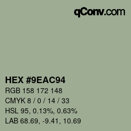 Color code: HEX #9EAC94 | qconv.com