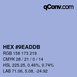 カラーコード: HEX #9EADDB | qconv.com